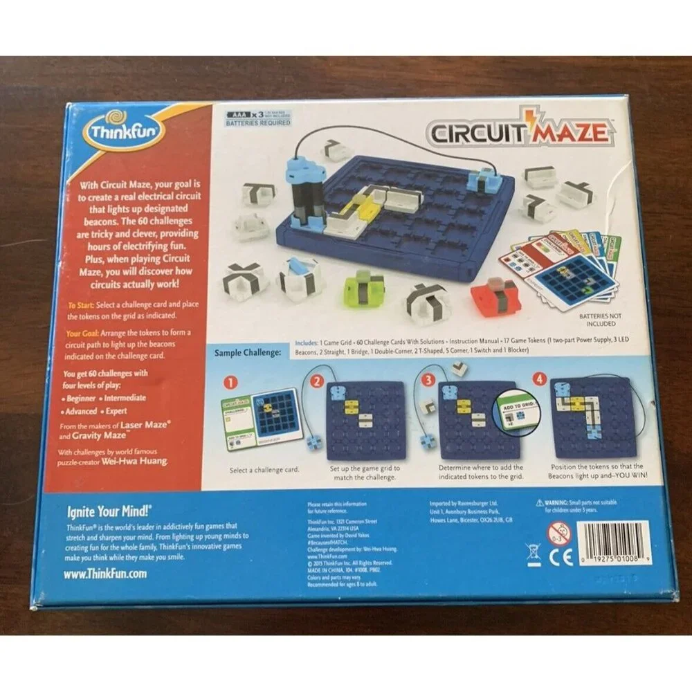 Circuit Maze Electric Current Logic Game ThinkFun 8‎ To Adult NEW Open Box
